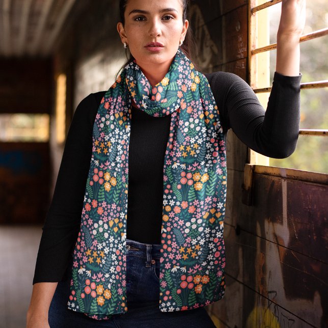 Wildflower Garden Botanical Floral Scarf (Creator Uploaded)