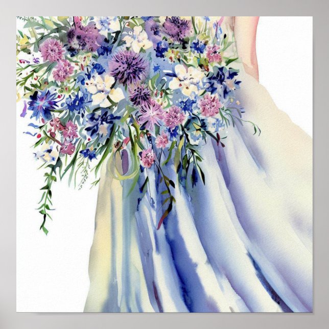 Wildflower Garden, Bridal Cascading Bouquet 1, Poster (Front)
