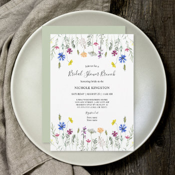 Wildflower Garden Bridal Shower Brunch Invitation by lemontreeweddings at Zazzle