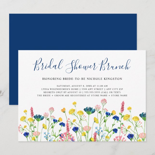 Wildflower Garden Bridal Shower Brunch Invitation (Front/Back)