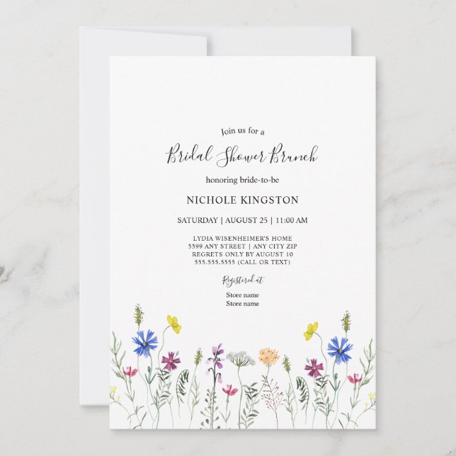 Wildflower Garden Bridal Shower Brunch Invitation (Front)
