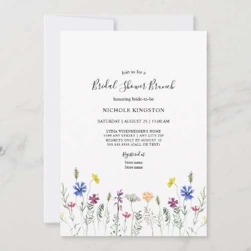 Wildflower Garden Bridal Shower Brunch Invitation