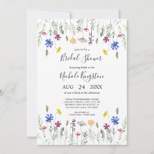 Wildflower Garden Bridal Shower  Invitation