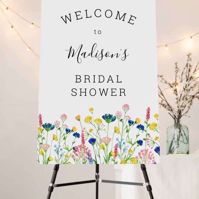 Wildflower Garden Bridal Shower Welcome Sign (In Situ (Stand))