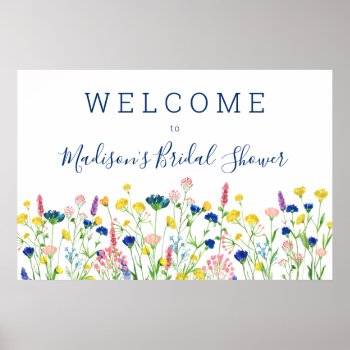 Wildflower Garden Bridal Shower Welcome Sign by lemontreeweddings at Zazzle