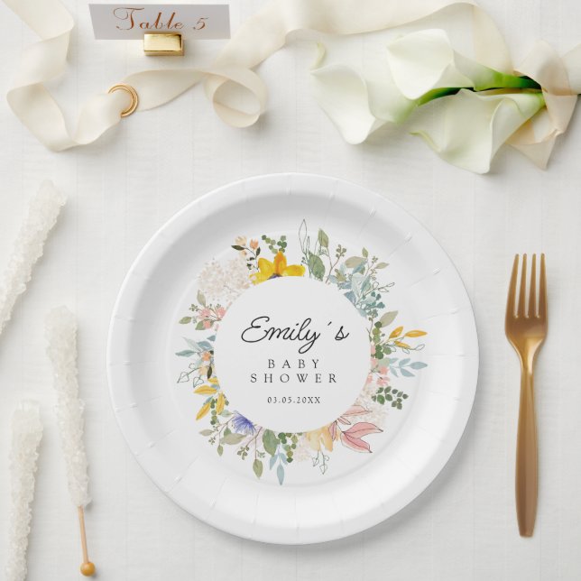 Wildflower Garden Charm | Baby Shower  Paper Plates (Wedding)