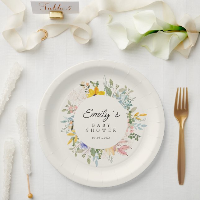 Wildflower Garden Charm | Baby Shower  Paper Plates (Wedding)