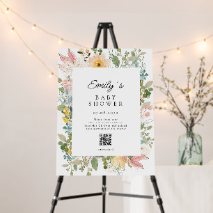 Wildflower Garden Charm Baby Shower QR Code Foam Board