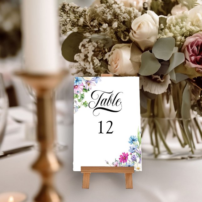 Wildflower Garden Elegant Floral Wedding Table Number (Wedding Table Number from the Wildflower Garden Wedding Collection by Darling & May)