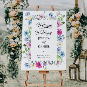 Wildflower Garden Elegant Floral Wedding Welcome Foam Board