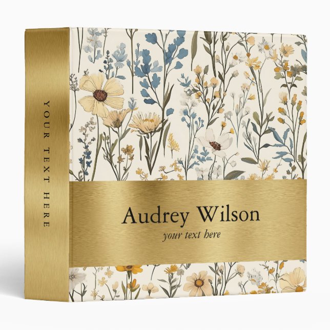 Wildflower Garden Floral 3 Ring Binder (Front/Spine)