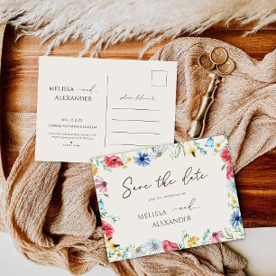 Wildflower Garden Floral Beige Save The Date  Invitation Postcard