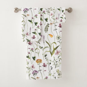 Wildflower Garden Floral Pattern  Bath Towel Set