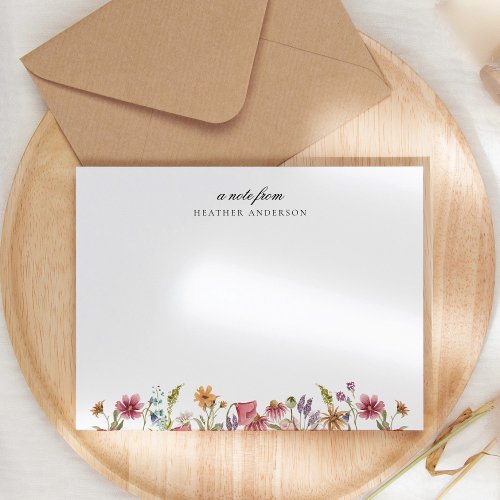 Wildflower Garden Floral Personalized Stationery Note Card