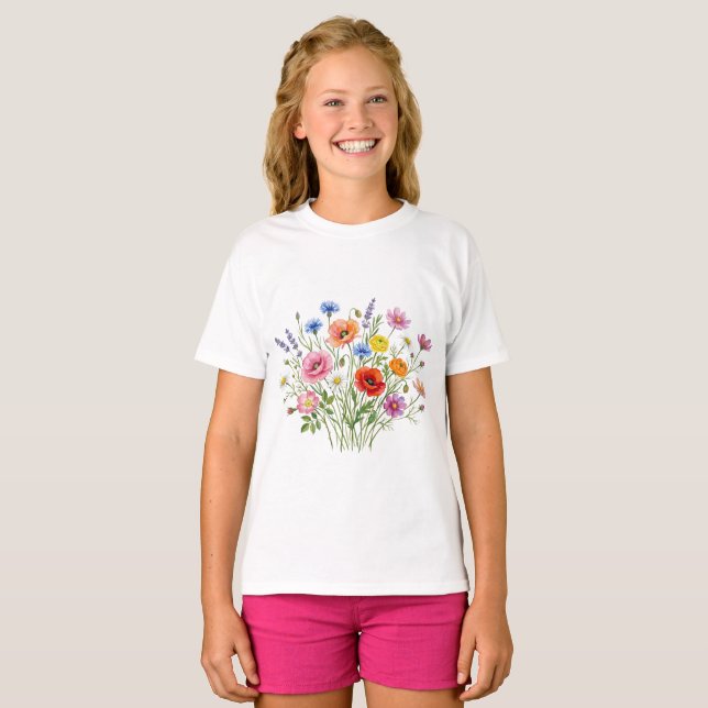 Wildflower  Garden Floral Tee Shirt (Front Full)