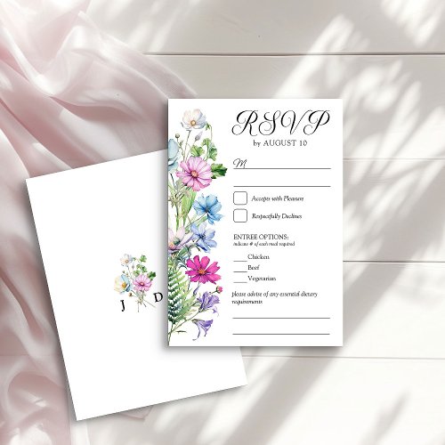 Wildflower Garden Floral Wedding and Entree Option RSVP Card