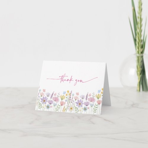 Wildflower Garden Floral Wedding Bridal Letterpress Thank You Card