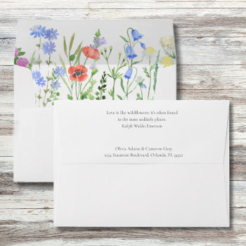 Wildflower Garden Floral Wedding Invitation Envelope by stylelily at Zazzle