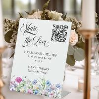 Wildflower Garden Floral Wedding Photo QR Code