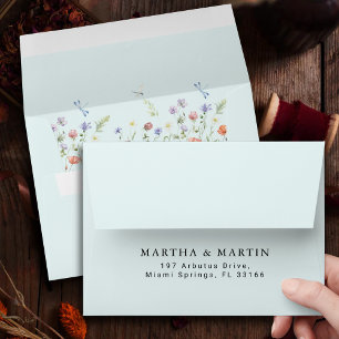 Wildflower Garden Floral Wedding Return Address Envelope