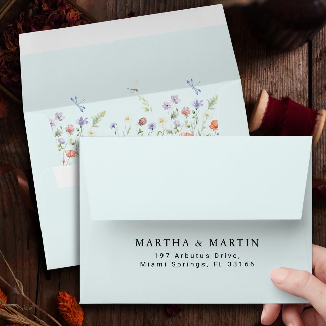 Wildflower Garden Floral Wedding Return Address Envelope (Creator Uploaded)