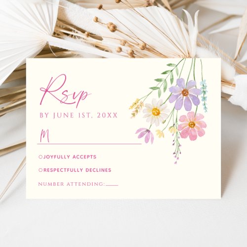 Wildflower Garden Floral Wedding RSVP Card