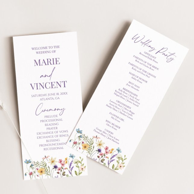 Wildflower Garden Floral Wild Flowers Wedding Program (Creator Uploaded)
