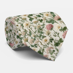 Wildflower Garden Flowers Blush & Cream Wedding Neck Tie