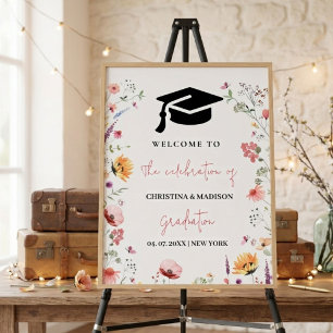 Wildflower Garden Graduation Twin Welcome Sign 