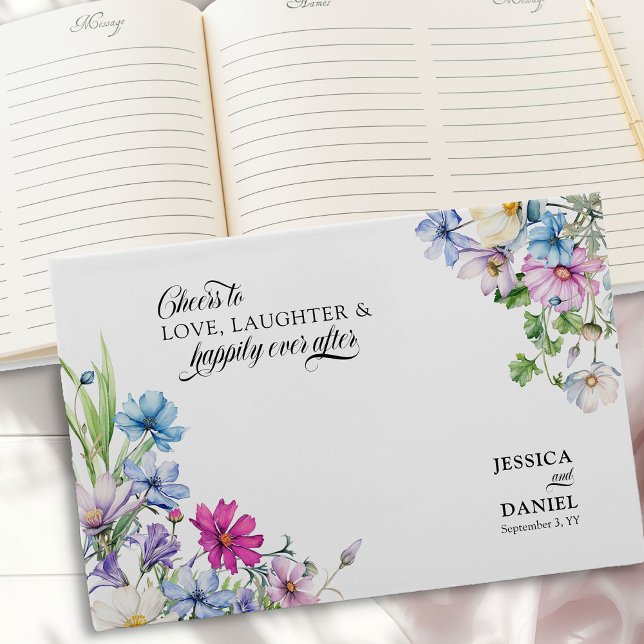 Wildflower Garden Happily Ever After Wedding Guest Book (Wedding Guest Book from the Wildflower Garden Wedding Collection by Darling & May)
