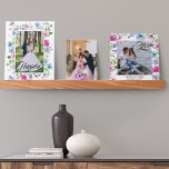 Wildflower Garden Happily Ever After Wedding Photo Picture Ledge<br><div class="desc">Wildflower Garden Wedding Photo display with "happily ever after" in elegant typography. Watercolor floral design with wild flowers and greenery in shades of pink blue periwinkle lavender green and magenta. Modern, pretty vibrant and colorful this botanical floral garden design has the charm and romance of a bohemian wild flower meadow....</div>
