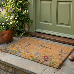 Wildflower Garden Initial Welcome Mat