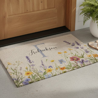 Wildflower Garden Initial Welcome Mat