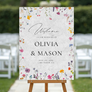 Wildflower Garden Ivory Modern Wedding Welcome Foam Board