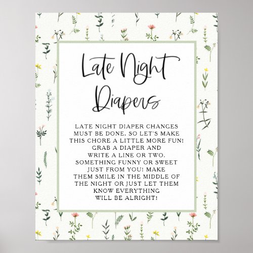 Wildflower Garden Late Night Diapers Poster