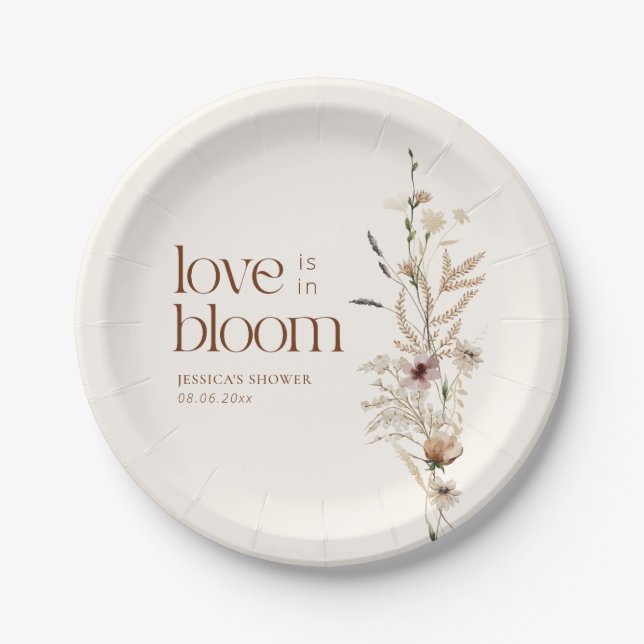 Wildflower Garden Love is In Bloom Paper Plates (Front)