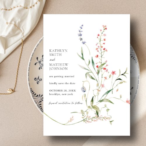 Wildflower Garden Modern Colorful Floral  Save The Date