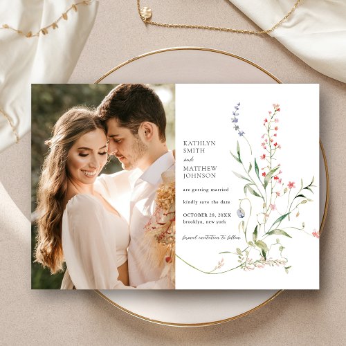 Wildflower Garden Modern Floral Save The Date Magnetic Invitation