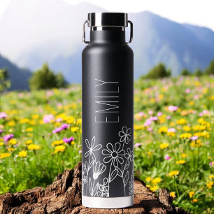 Wildflower Garden Monogram Name Water Bottle