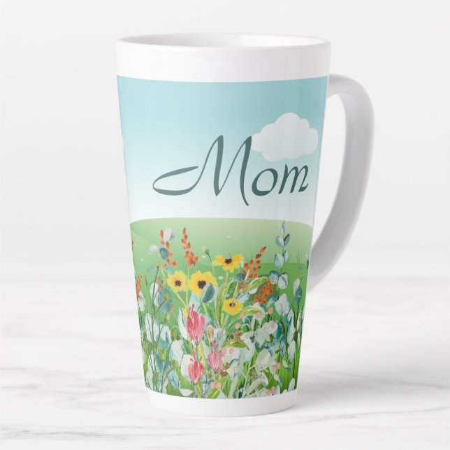 Wildflower Garden Mother's Day (Mom) Latte Mug (Right Angle)