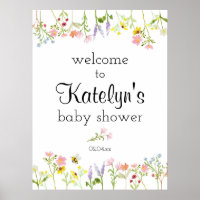 Wildflower Garden Party Baby Shower Welcome Sign