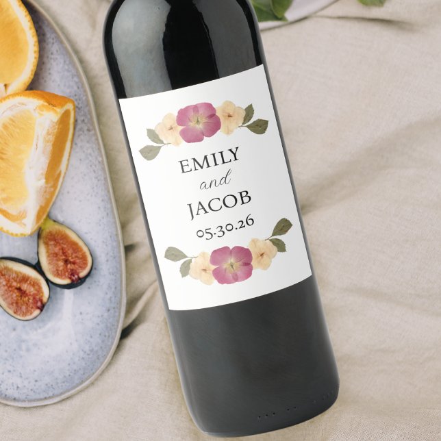 Wildflower Garden Party Boho Personalized Wedding Wine Label (Creator Uploaded)