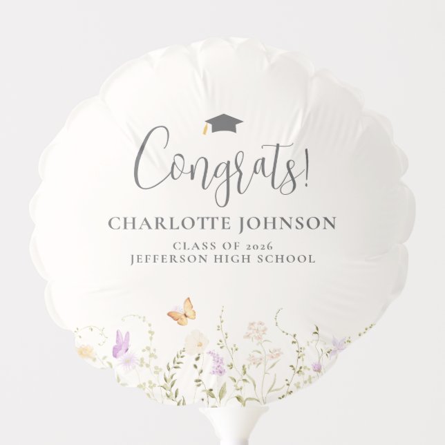 Wildflower Garden Party Graduation Tableware Balloon (Front)
