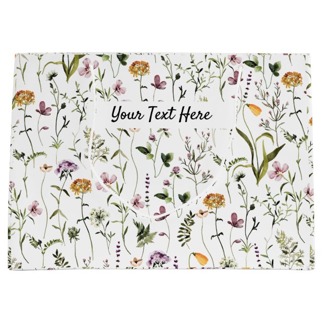 Wildflower Garden Pattern Custom Gift Bag (Front)