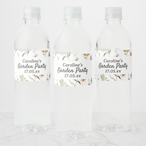 Wildflower Garden Pattern Custom Gift Bag Water Bottle Label