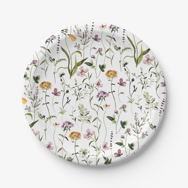 Wildflower Garden Pattern  Paper Plates (Front)