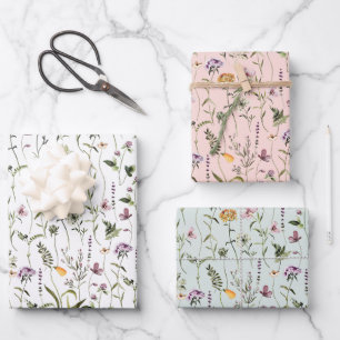 Wildflower Garden Pattern Wrapping Paper Sheets