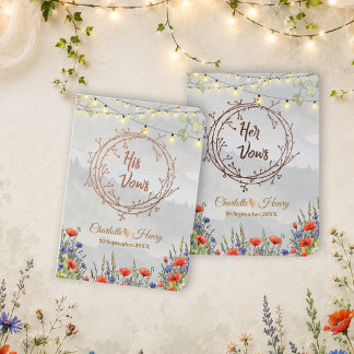 Wildflower Garden Personalized Wedding Foil Vow Books