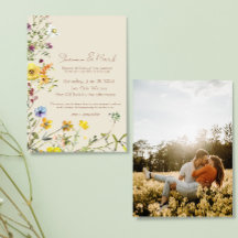Wildflower Garden Photo Wedding Invitation