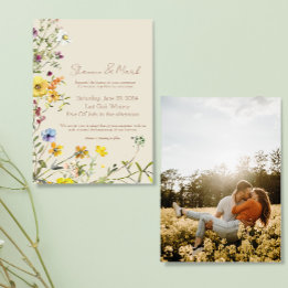 Wildflower Garden Photo Wedding Invitation